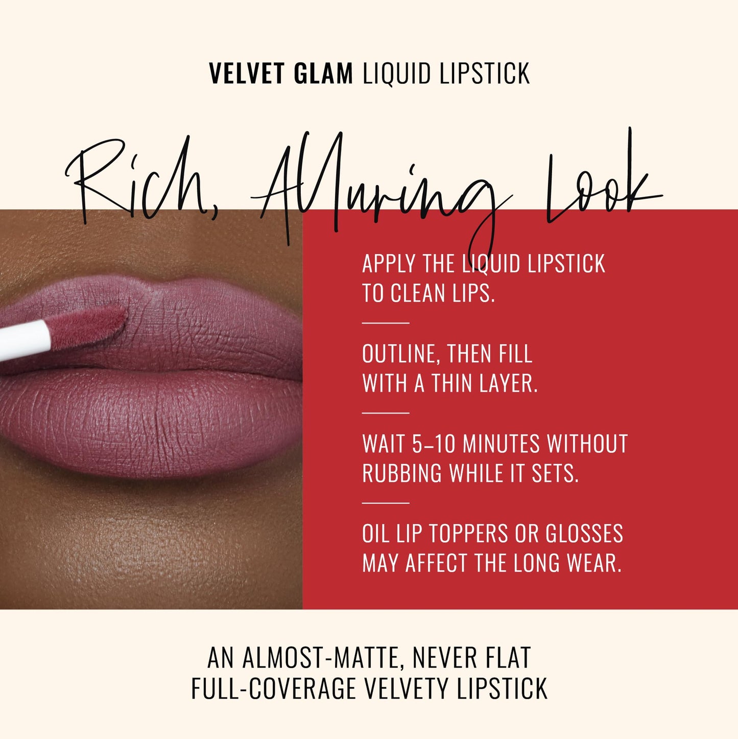 Runway Rogue Velvet Glam Liquid Lipstick, Almost-Matte Rose-Plum Lipstick, ‘On Stage’