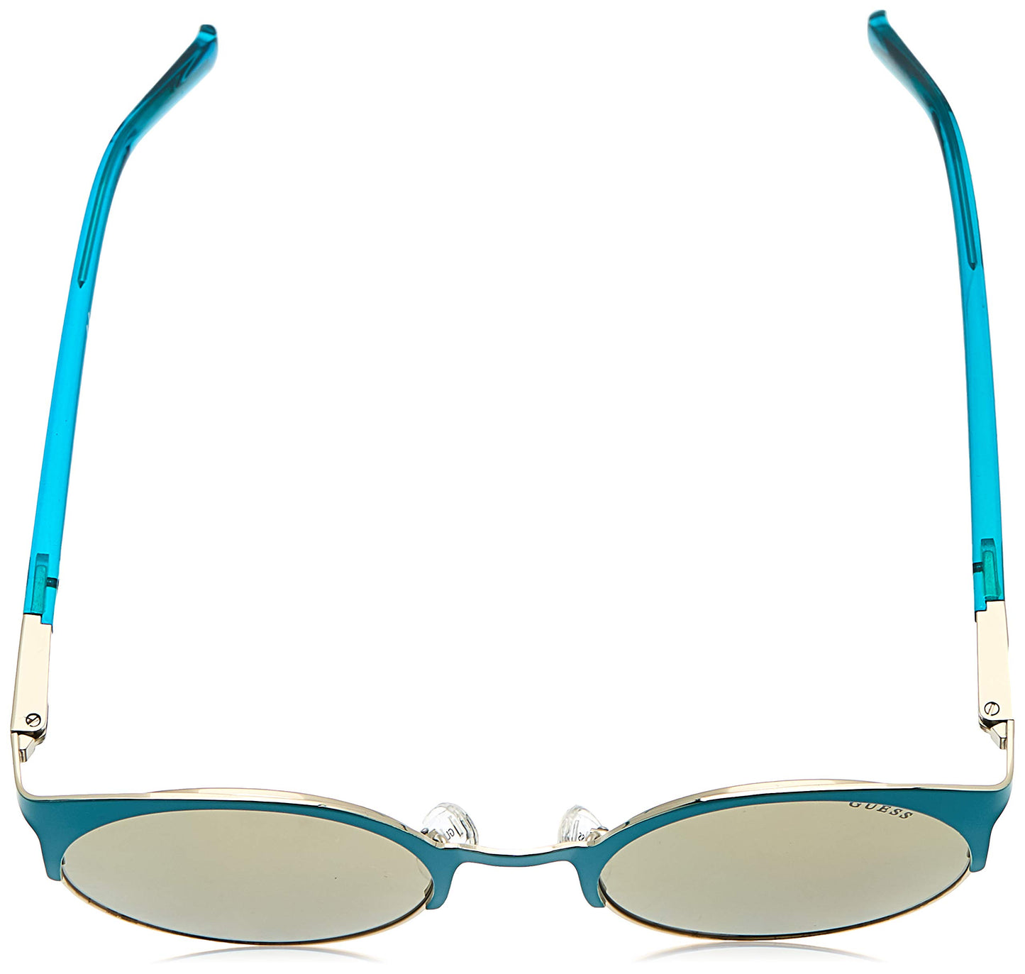 GUESS Women's Gu3036 GU3036 Round Sunglasses, turquoise & brown mirror, 51 mm