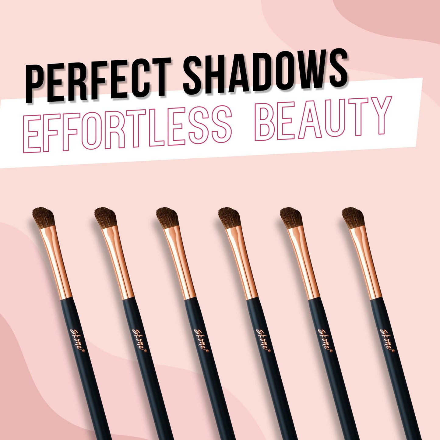 Skone Cosmetics Angle Shadow Brush - Luxe Premium Rose Gold and Synthetic Black Eye Shadow Angle Brush - Professional Grade Nylon Angled Shading