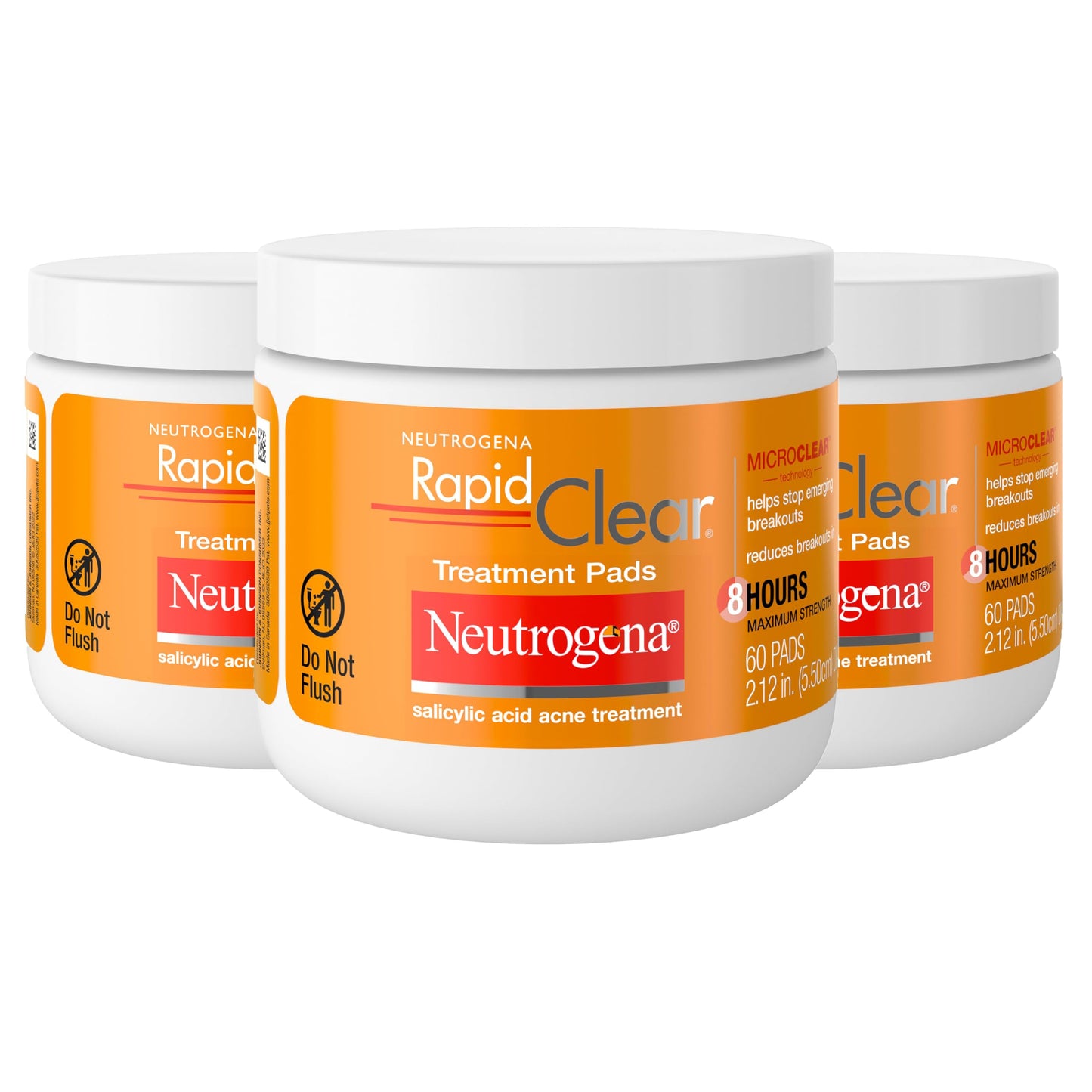 Neutrogena Rapid Clear Maximum Strength Acne Face Pads with 2% Salicylic Acid Acne Medication to Help Fight Breakouts, Oil-Free Facial Cleansing Pads