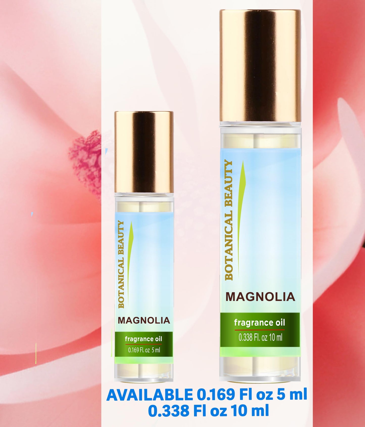 Botanical Beauty MAGNOLIA FRAGRANCE OIL ROLL-ON 0.169 Fl Oz 5 ml Rollerball Perfume, Long Lasting an luxury scent of blend of Jasmine, Rose