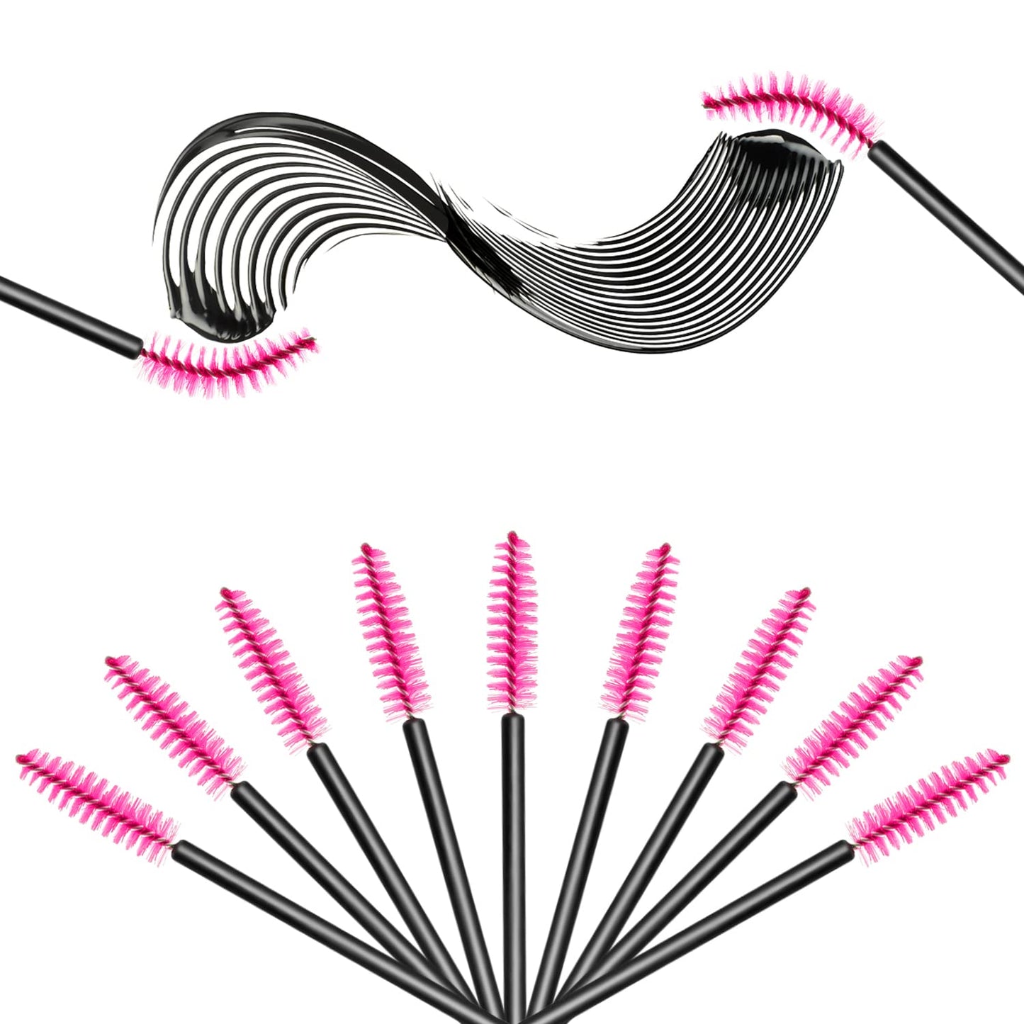 200Pcs Disposable Eyelash Wands Mascara Brushes Eyebrow Brush Lash Extension Combs Applicator Makeup Brush Rose red