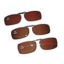 3 SOLAR SHIELD Clip-on Polarized Sunglasses Size 54 Rec A Brown Frameless NEW