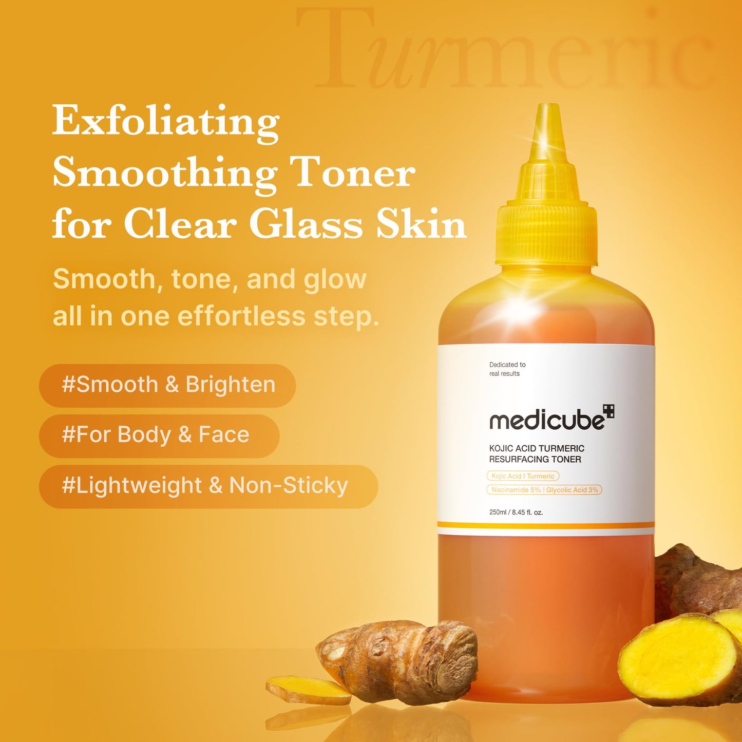 medicube Kojic Acid Turmeric Smoothing Toner for Face & Body | Lightweight Toner for Balancing Uneven Skin Tone & Texture | Niacinamide, Glycolic Acid Beauty and Personal Care medicube
