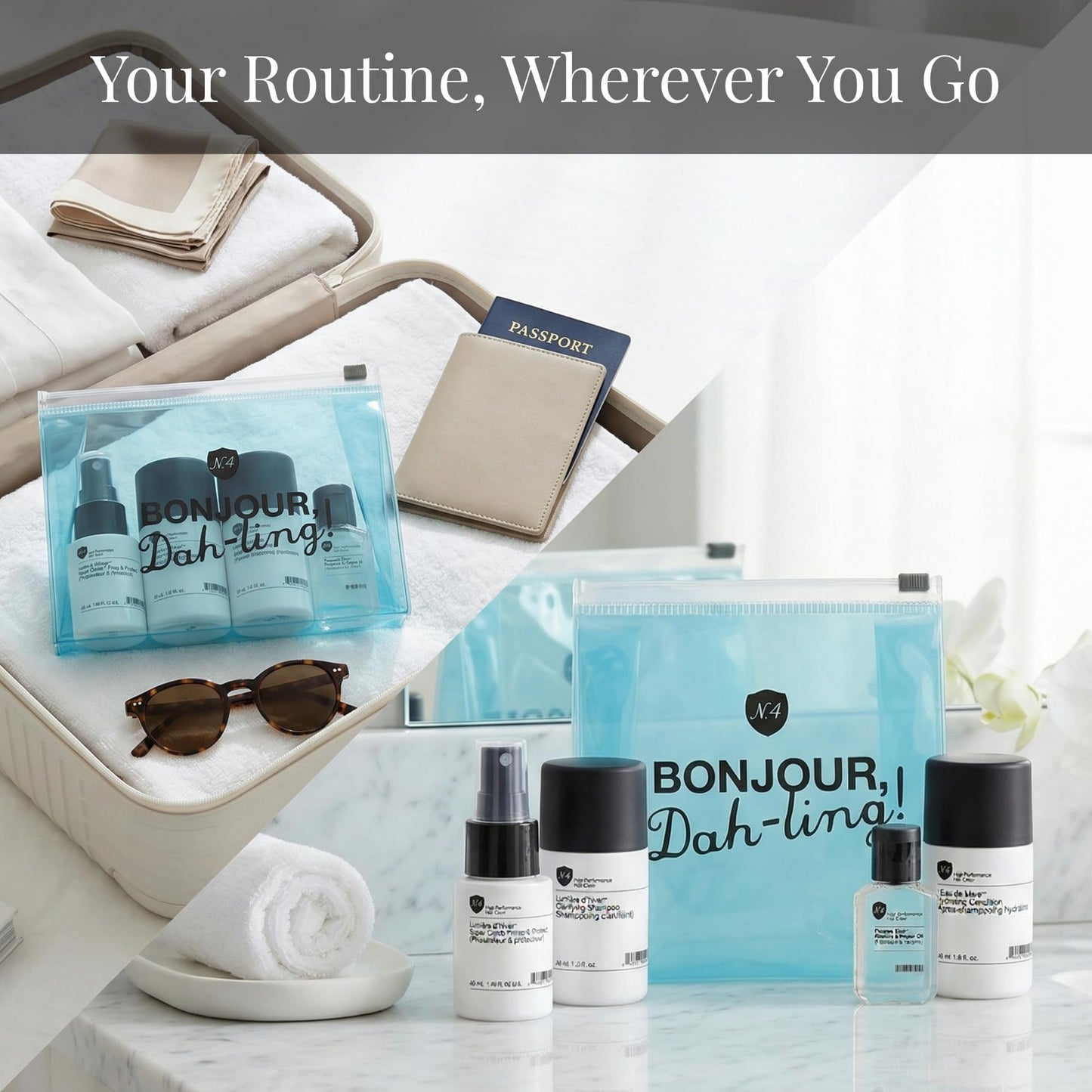 Number 4 Try Me Set - Daily Clarifying Shampoo 1.5oz, Hydrating Condition 1.5oz, Super Comb Prep & Protect 1.5oz, Fluoro5 Elixer Restore & Repair Oil
