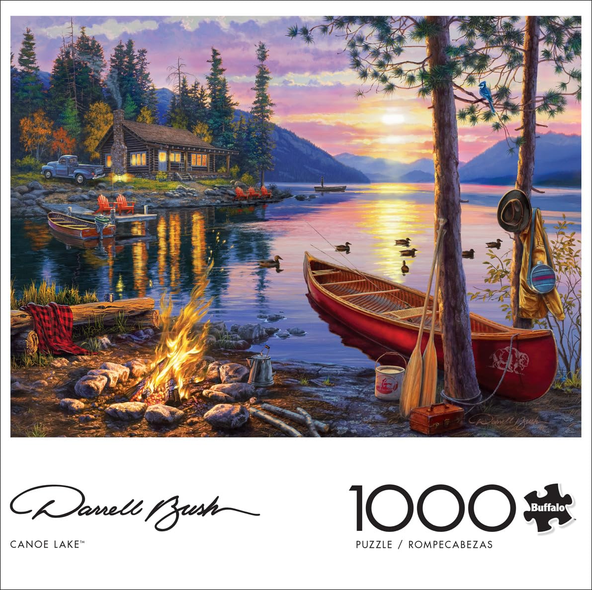 Buffalo Games 1000-Piece Jigsaw Puzzle – Darrell Bush Canoe Lake, Challenging Adult Puzzle for Game Nights, 26.75" x 19.75"