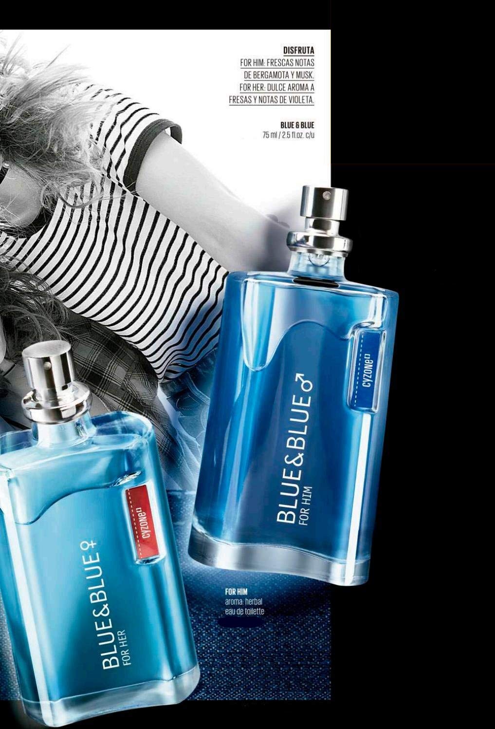 Cyzone Blue & Blue Eau de Parfum for Her and Eau de Toilette for Him Set, 2.5 fl. oz. Each