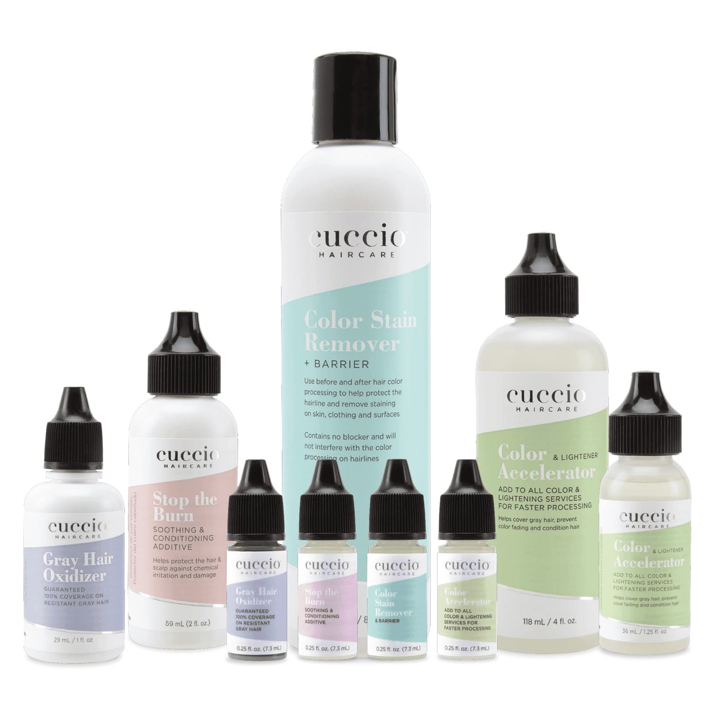 Cuccio Haircare Try Me Collection Kit - Hair Coloring Essentials - Includes Stop The Burn And Gray Hair Oxidizer Treatments - Gluten And Paraben Free