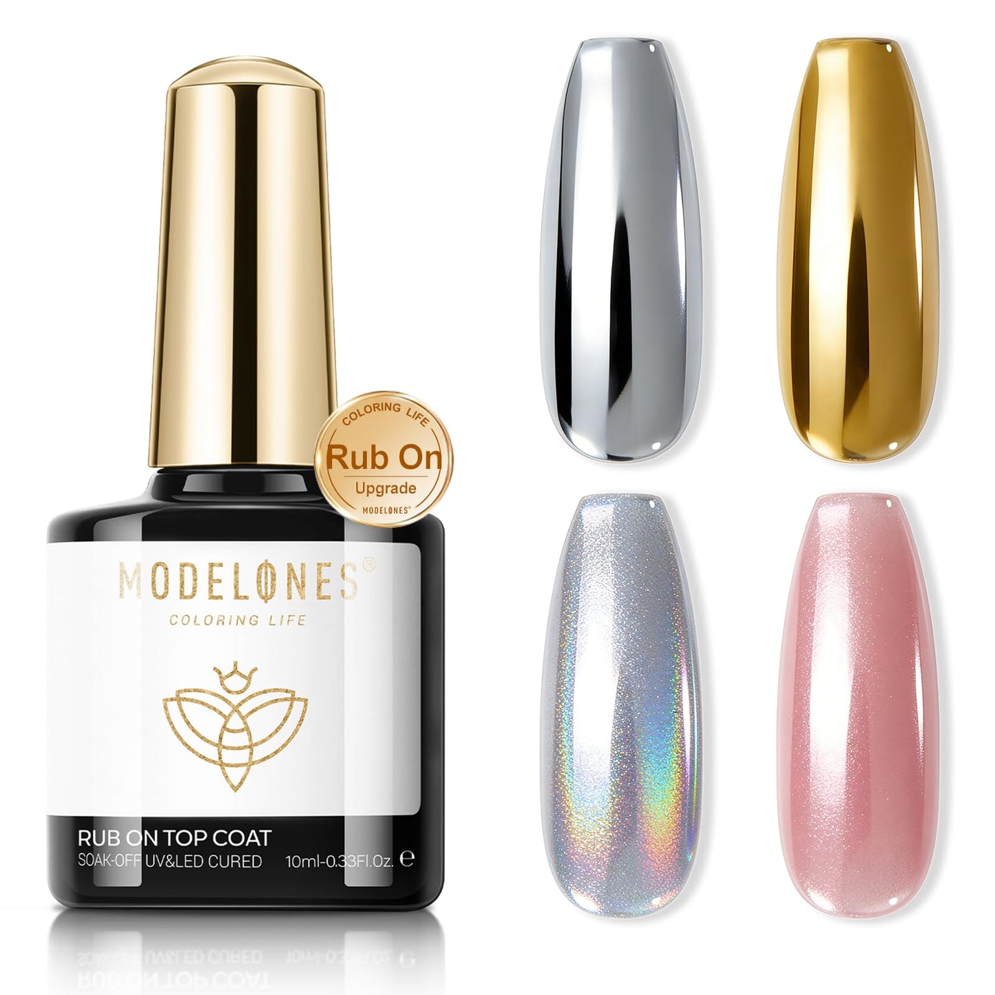 modelones Gel Top Coat for Chrome Nail Powder, Clear Mirror Gloss Metallic Finish No Wipe Gel Polish High Shine Chrom Bond Home Salon DIY Professional Beauty and Personal Care modelones Default Title