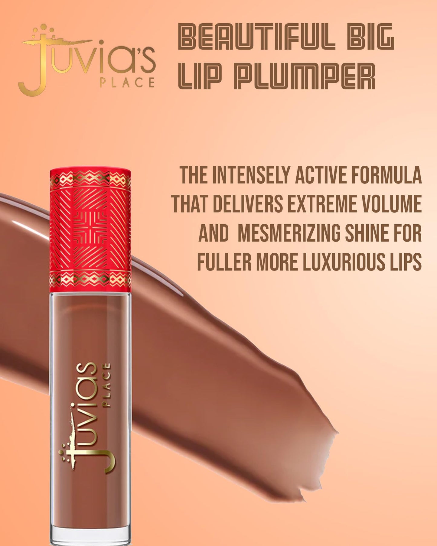 Juvia's Place Beautiful Big Lip Plumper - Cocoa Spice | Rich Brown Gloss With Subtle Warmth for Full, Defined Lips | Plumping, Hydrating & High-Shine
