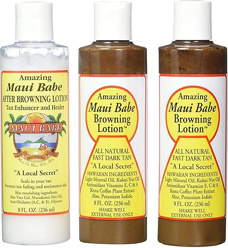 Maui Babe Tanning Pack (2 Browning Lotions 8 oz, 1 After Browning Lotion 8 oz), (Pack of 3)