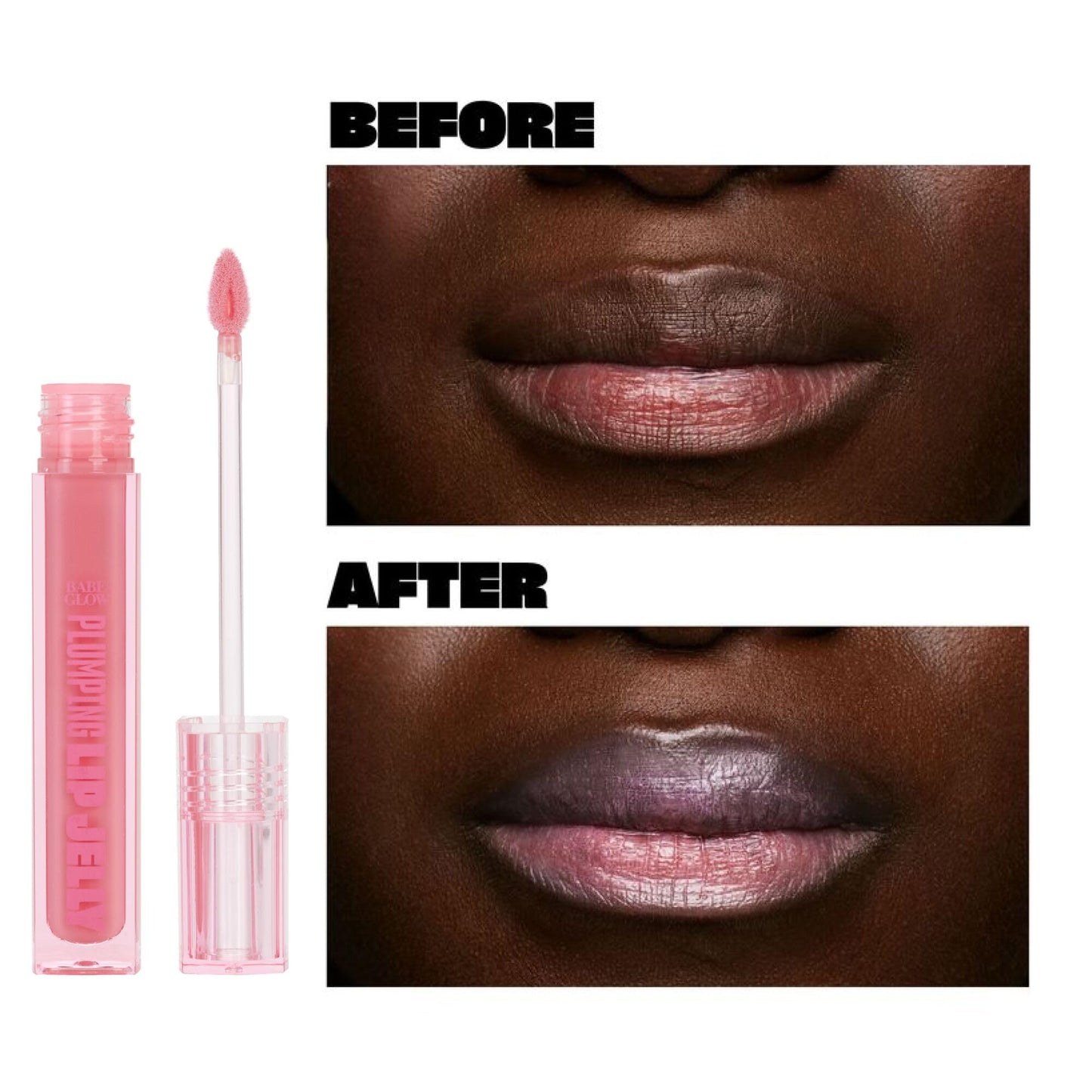 BABE ORIGINAL Glow Plumping Lip Jelly For Thicker Lips - High Shine Lip Gloss for Moisturizing, Hydrating and Soothing Lips, Blush