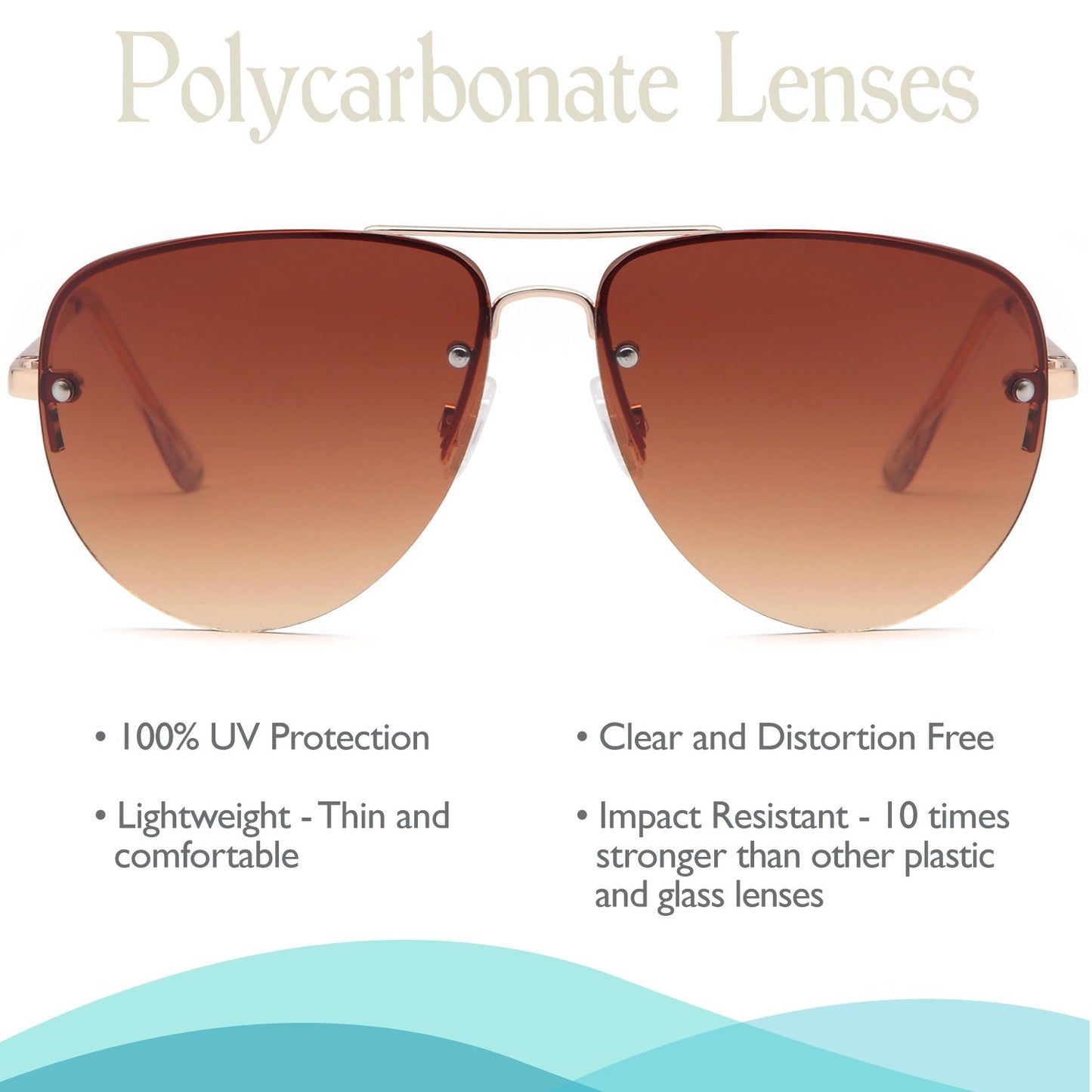 SUNLOUNGER Womens Oversized Aviator Sunglasses - Gradient Brown Lens on Gold Frame