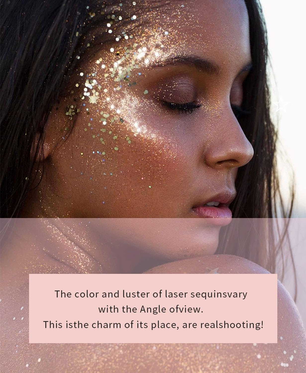 JUDEWY Body Glitter Gel, Face Glitter Body Glitter Glitter Liquid Eyeshadow, Face Hair Nail Glitter, Holographic Makeup Festival Glitter Makeup (03)