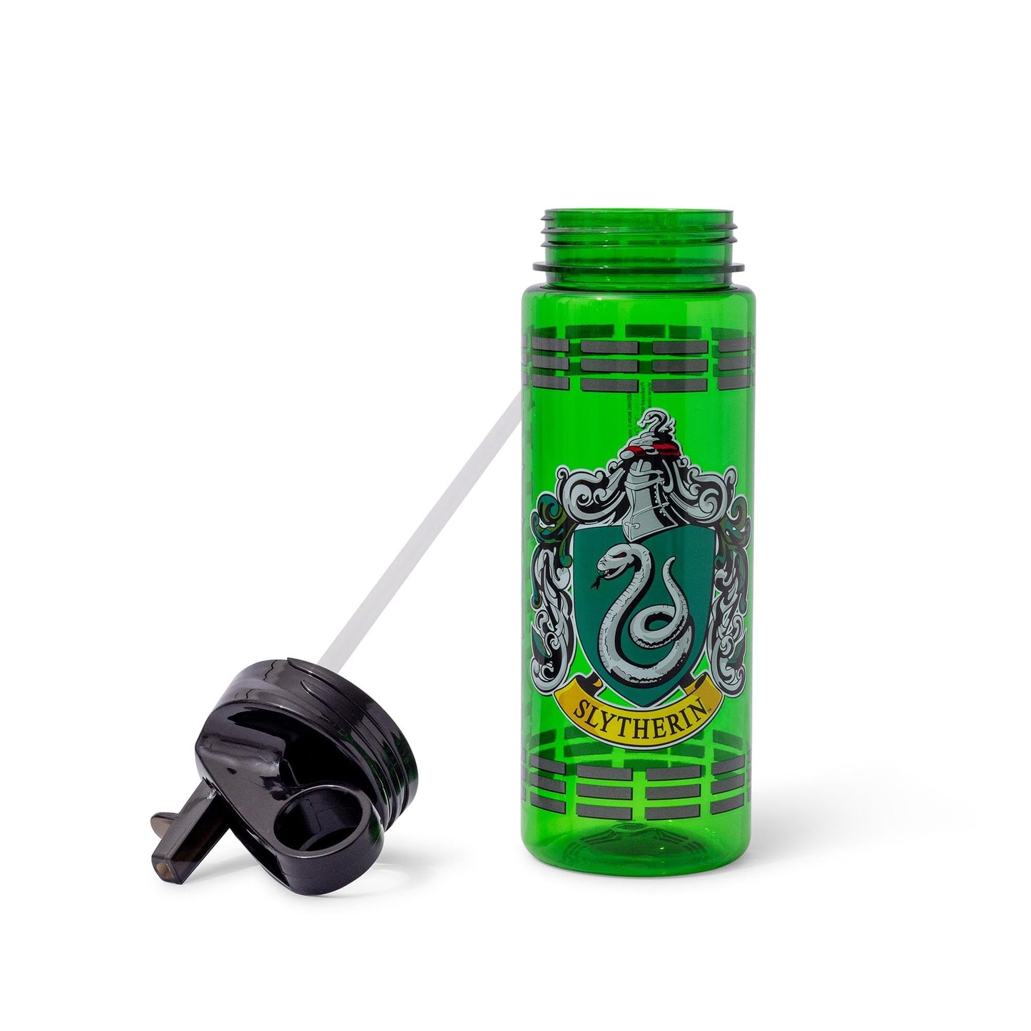Silver Buffalo Harry Potter Movie 1-8 Slytherin Crest with Dashes Tritan Water Bottle, 20 Ounces