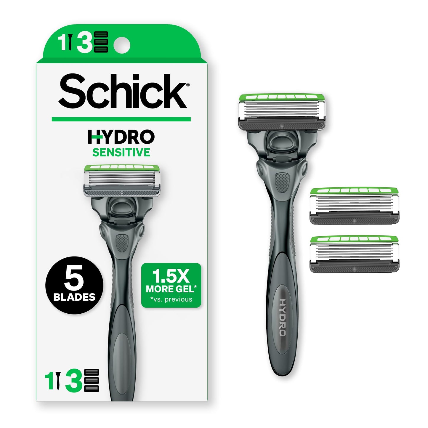 Schick Hydro Sensitive Razors for Men, 1 Razor Handle with 3 Razor Blades Refills Beauty and Personal Care Schick Default Title