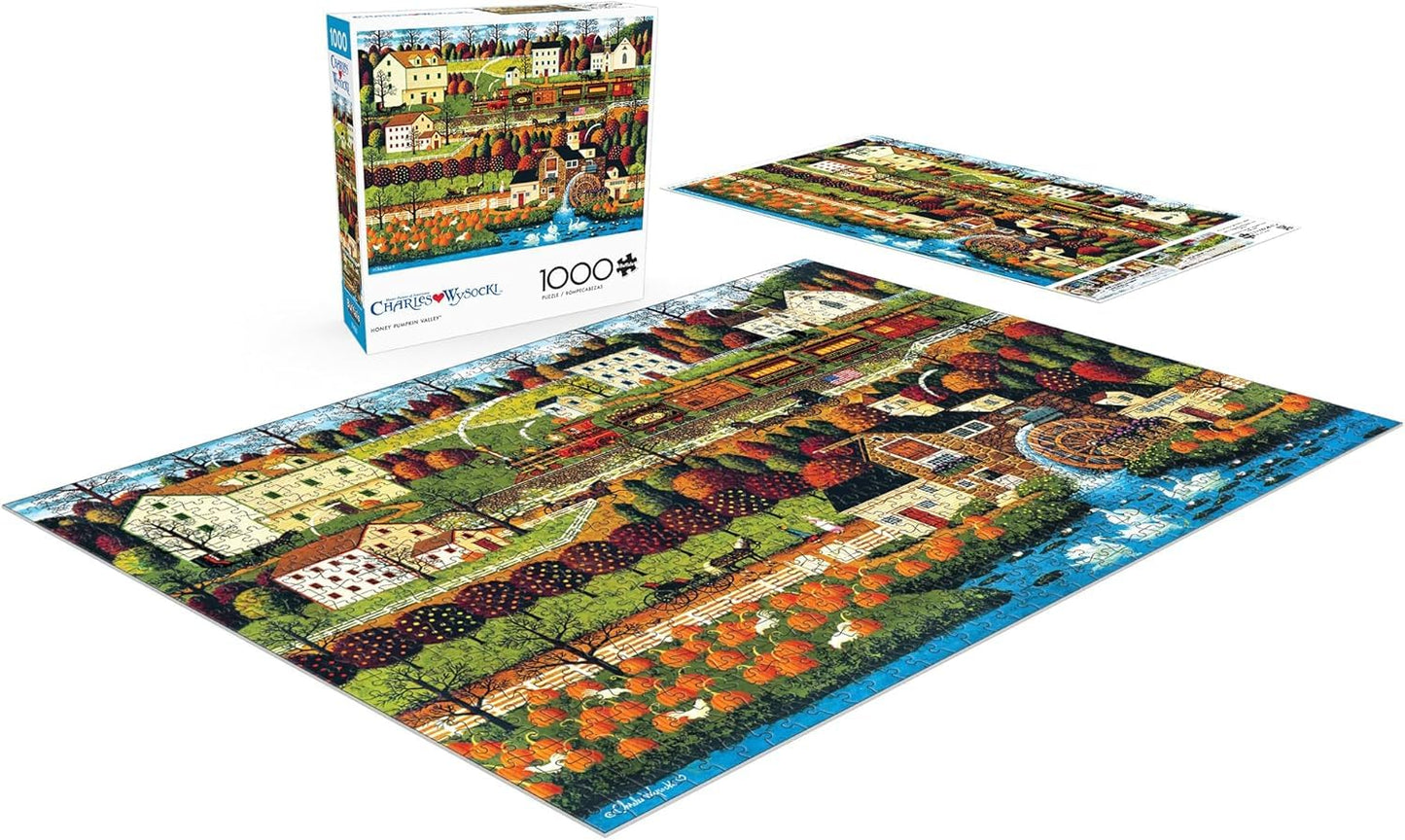 Buffalo Games Charles Wysocki Honey Pumpkin Valley – 1000 Piece Jigsaw Puzzle for Adults, Challenging Game Night Puzzle, 26.75" x 19.75"