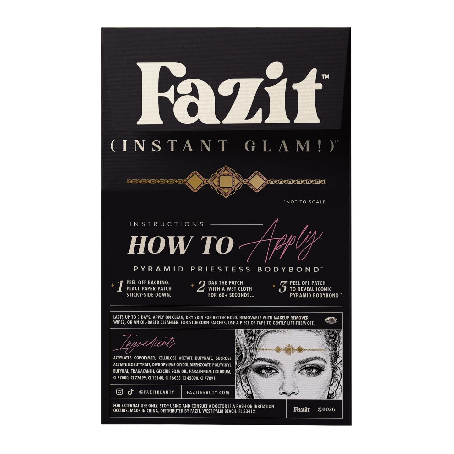 Fazit Makeup Patches - Pyramid Priestess Bodybond - Glow Up Make-Up Patches - Cute Glitter Makeup Accessories for Women - Cosmetic Glitter for Face