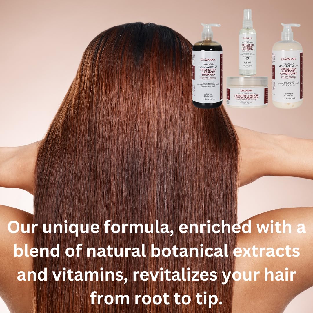 Jamaican Black Castor Oil Strengthen, Restore, Hair Care Bundle | Conditioner, Shampoo, Leave-in Conditioner, Oil/Serum | Fortify, Reduce Breakage