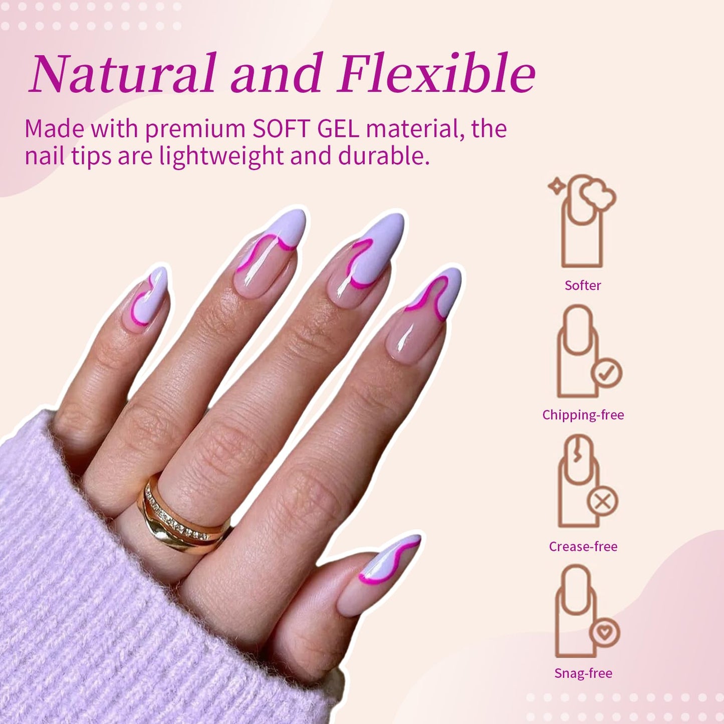 Cycullinyt 550pcs Stiletto Soft Gel Nail Tips, 11 Sizes Long Stiletto Nails Full Cover Acrylic Press on False Nail Tips No Trace for Beginners