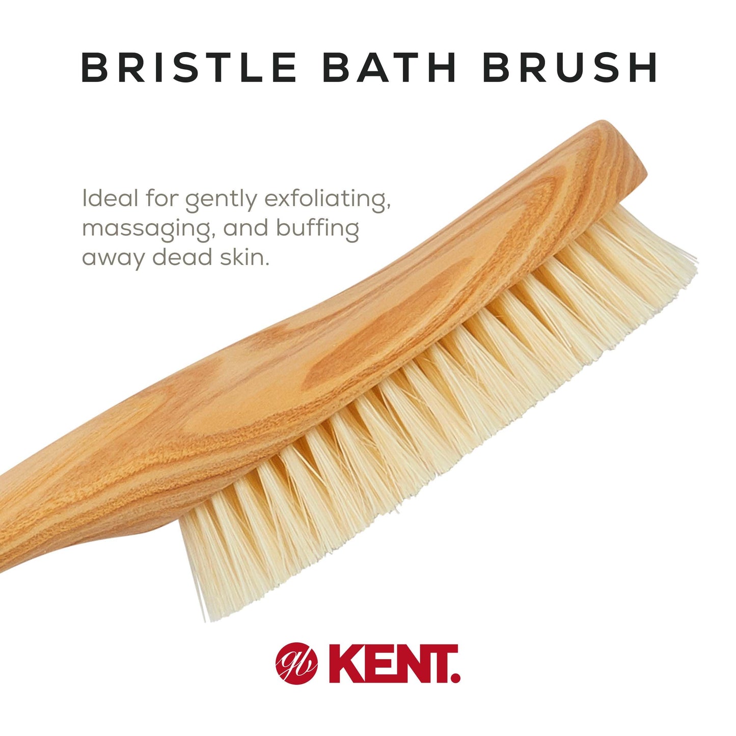 Kent FD10 Ashwood Back Scrubber for Shower Bath Brush and Body Scrubber Exfoliator - Boar Bristle Shower Brush for Body for Men and Women - Kent Brush Beauty and Personal Care KENT
