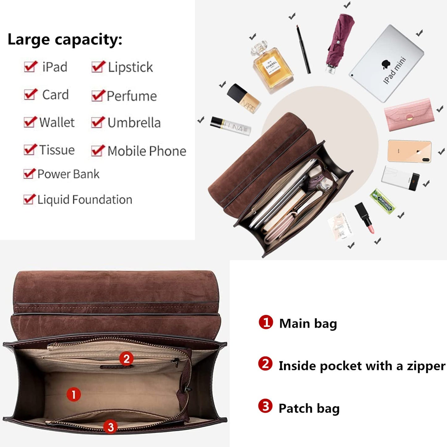 Cnoles Leather Backpack Purse For Women Fashion Ladies Vintage Bags Casual College Travel Backpacks Bag Black