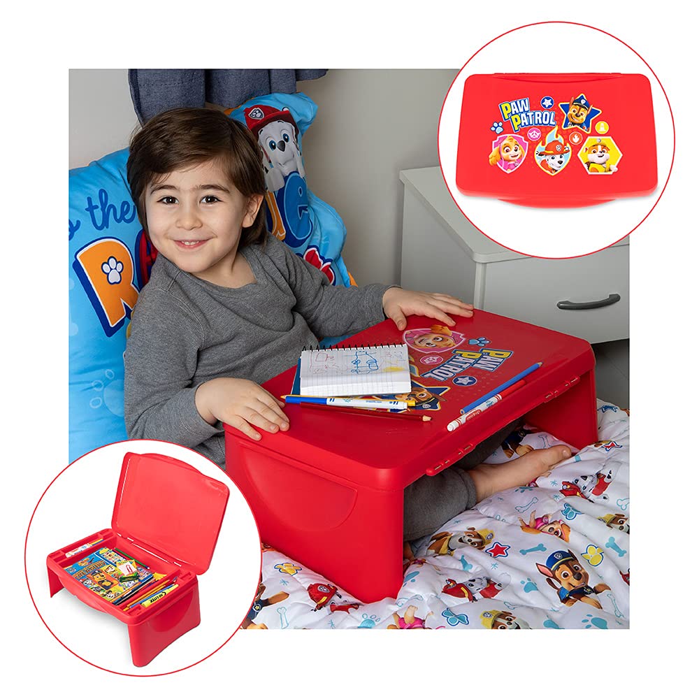 Paw Patrol Kids Lap Desk with Storage - Folding Lid and Collapsible Design - Portable for Travel or use in Bed at Home - Great for Writing, Reading…