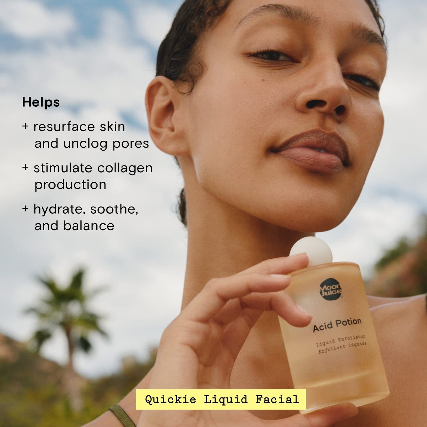 Moon Juice Acid Potion Liquid Face Exfoliator - 25% AHA BHA Exfoliant with Reishi + Niacinamide - Helps Resurface Skin, Unclog Pores & Stimulate