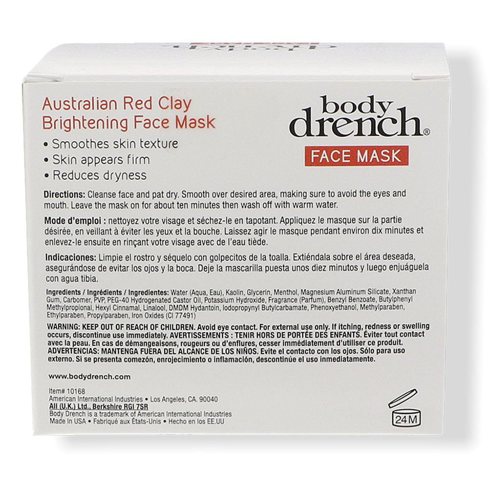 Body Drench Nourish Australian Red Clay Brightening Face Mask, 4 oz