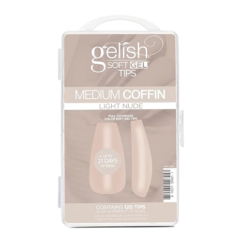 Gelish Nude Soft Gel™ Tips Press on Nails Extension - Light Nude Medium Coffin, 120 Count Beauty & Personal Care Gelish