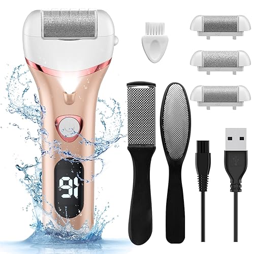 Electric Foot Callus Remover, Rechargeable Portable Electronic Foot File Pedicure Kits, Waterproof Foot Scrubber File, Professional Pedicure Tools