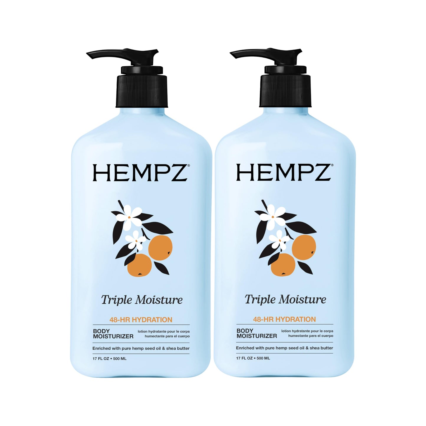 Hempz Triple Moisture Herbal Whipped Body Crème Lotion Moisturizer, 17 Fl Oz (Pack of 2)