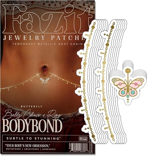 Fazit Makeup Patches - Belly Chain Ring Bodybond - Glow Up Make-Up Patches - Cute Glitter Makeup Accessories for Women - Cosmetic Body Glitter