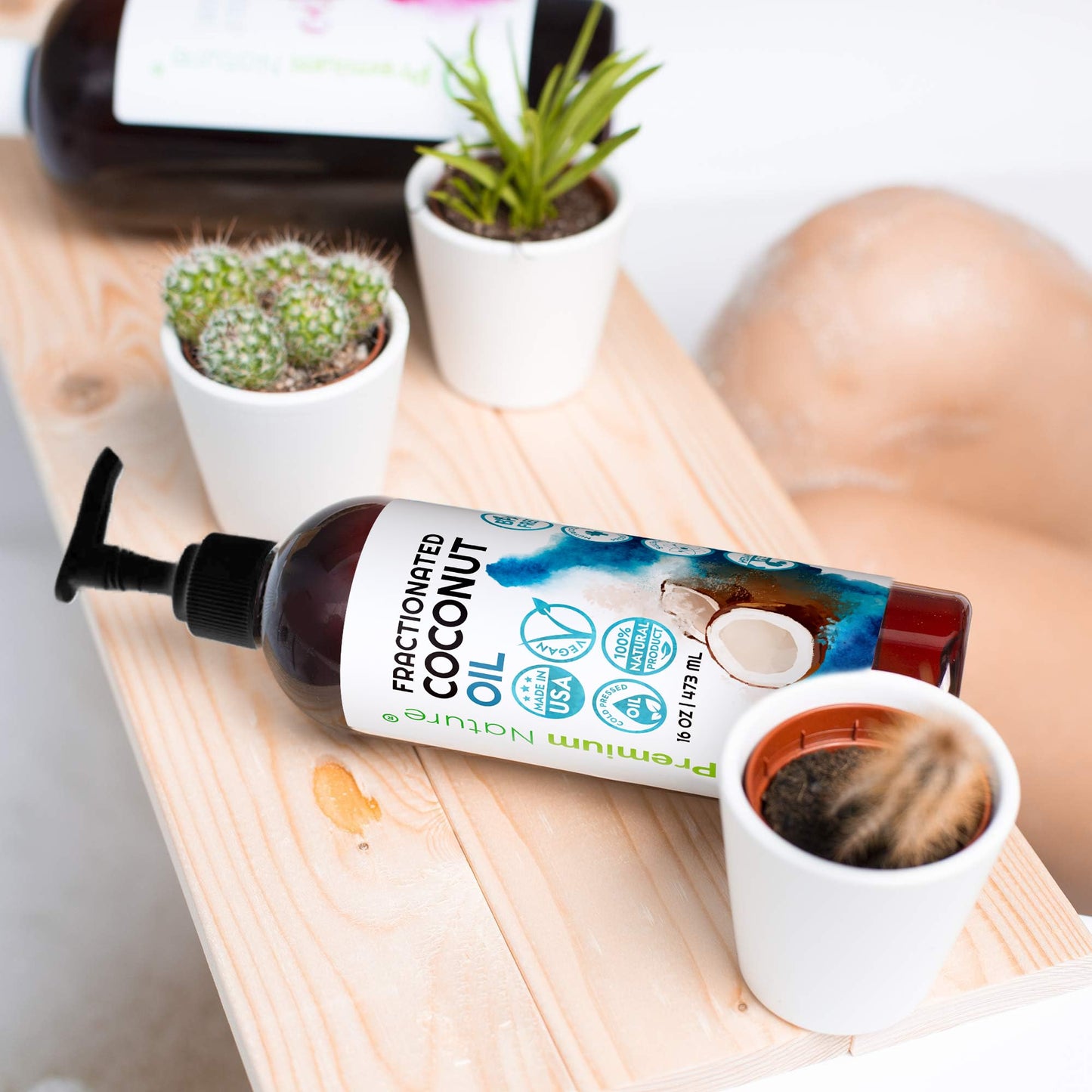 Fractionated Coconut Oil for Skin Moisturizer with Pump Massage Oils Best Carrier for Essential Oils Mixing Body OUL for Dry Skin Moisturizer Natural