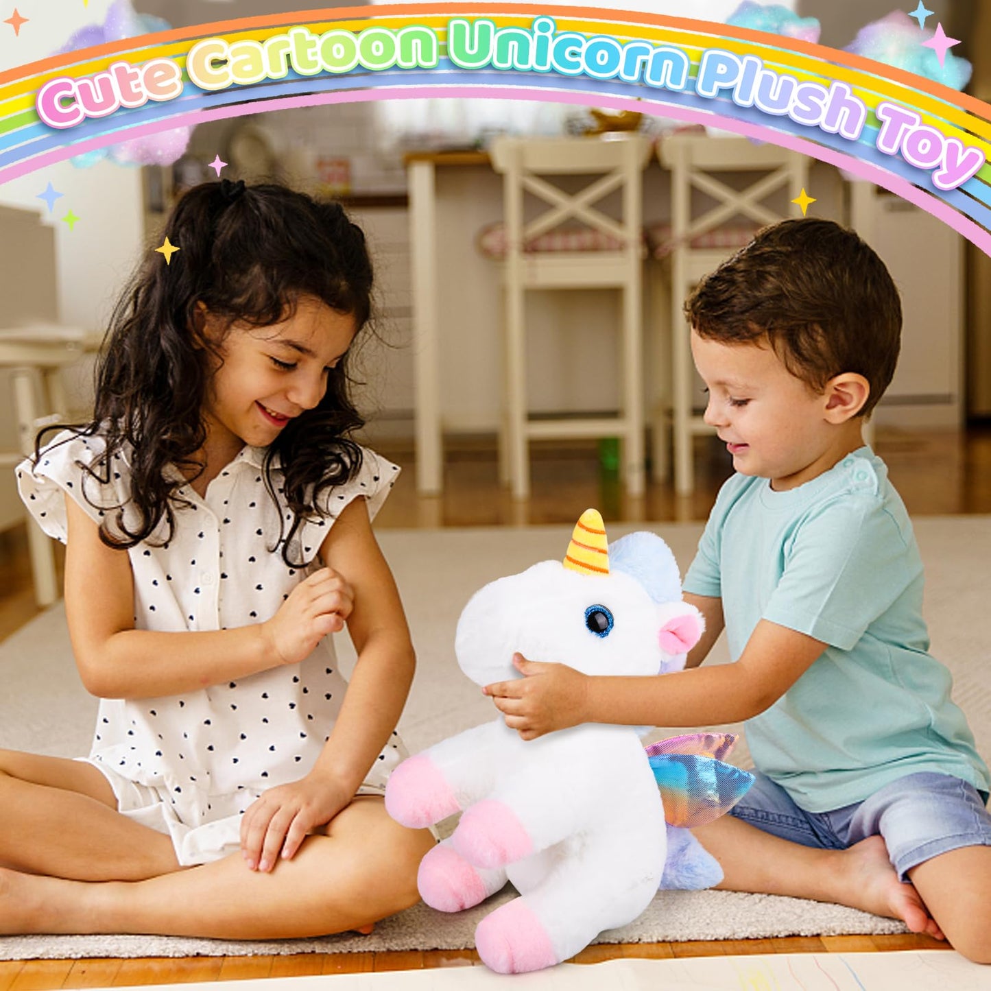 Unicorn Plush Toys Kit Girls Gift for Girls Stuffed Animal Toy/Purse/Ring/Glasses/Necklace/Bracelet/Decal/Earrings/Tiara Fun and Engaging Christmas…