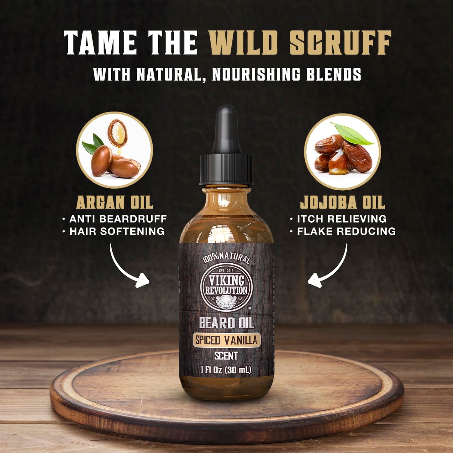 Viking Revolution Beard Oil for Men - Natural Mens Beard Oil with Argan Oil and Jojoba Oil - Beard Softener,Strengthens and Moisturizes - Beard Beauty and Personal Care Viking Revolution