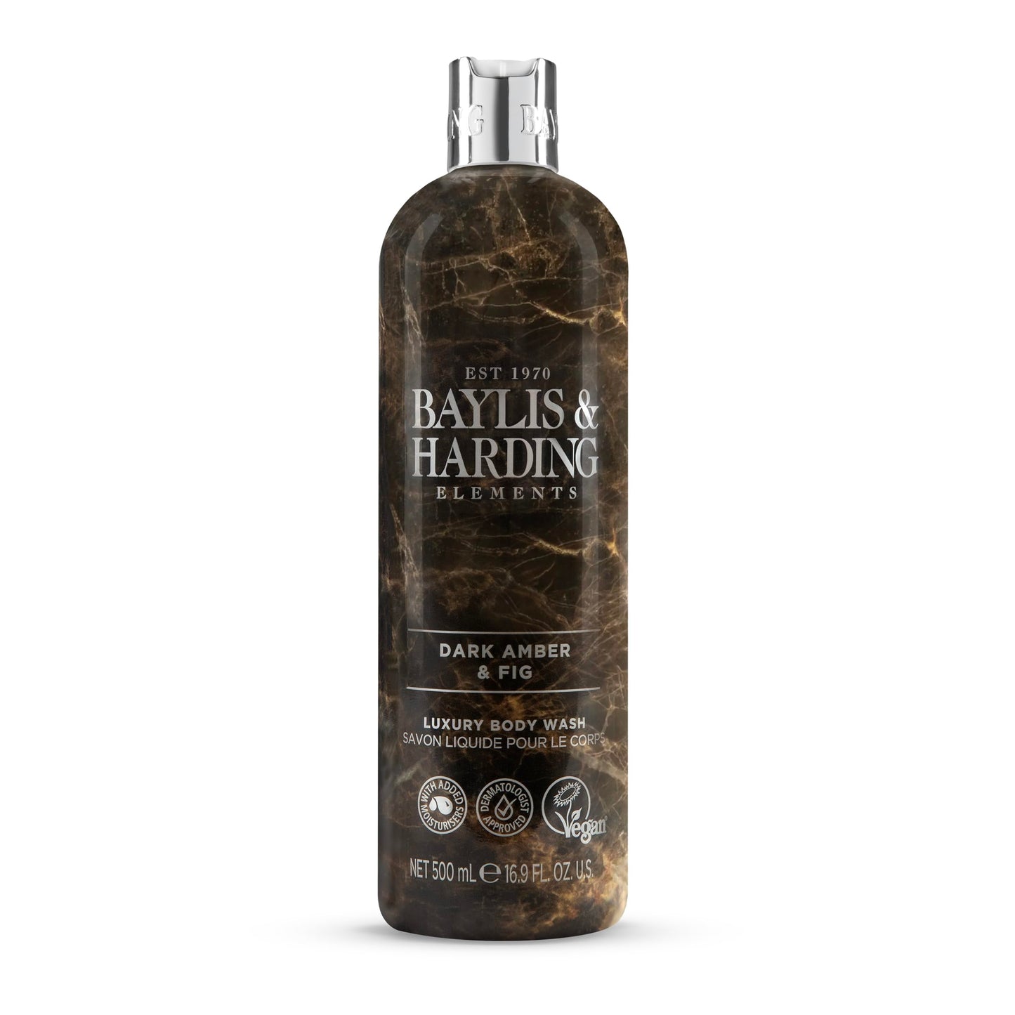 Baylis & Harding Liquid Body Wash Soap, Elements, Dark Amber & Fig, 16.9oz/500ml