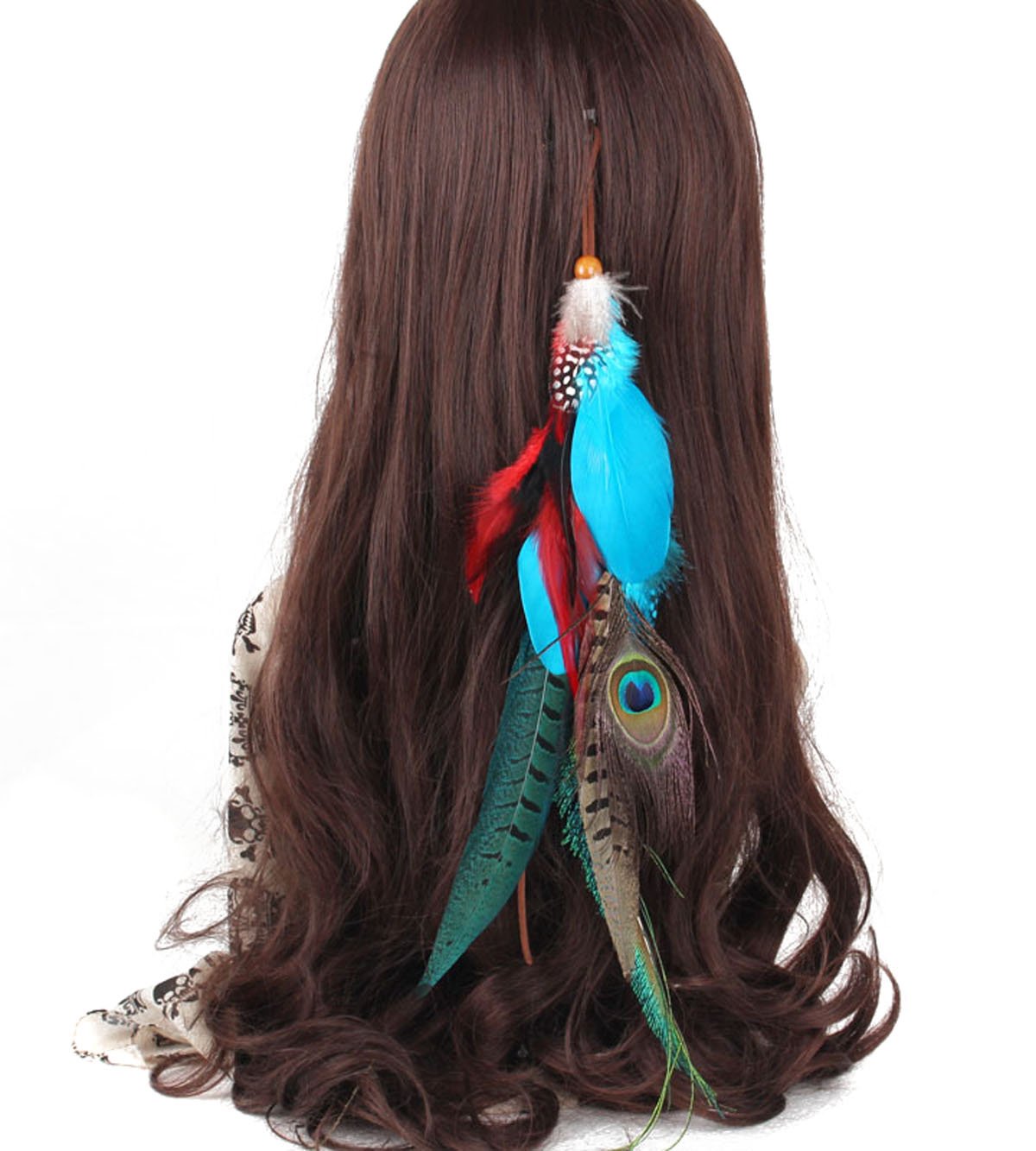 Suoirblss 1 Pc Handmade Boho Hippie Hair Extensions with Feather Clip Comb Hairpin Headdress DIY Accessories for Women Lady