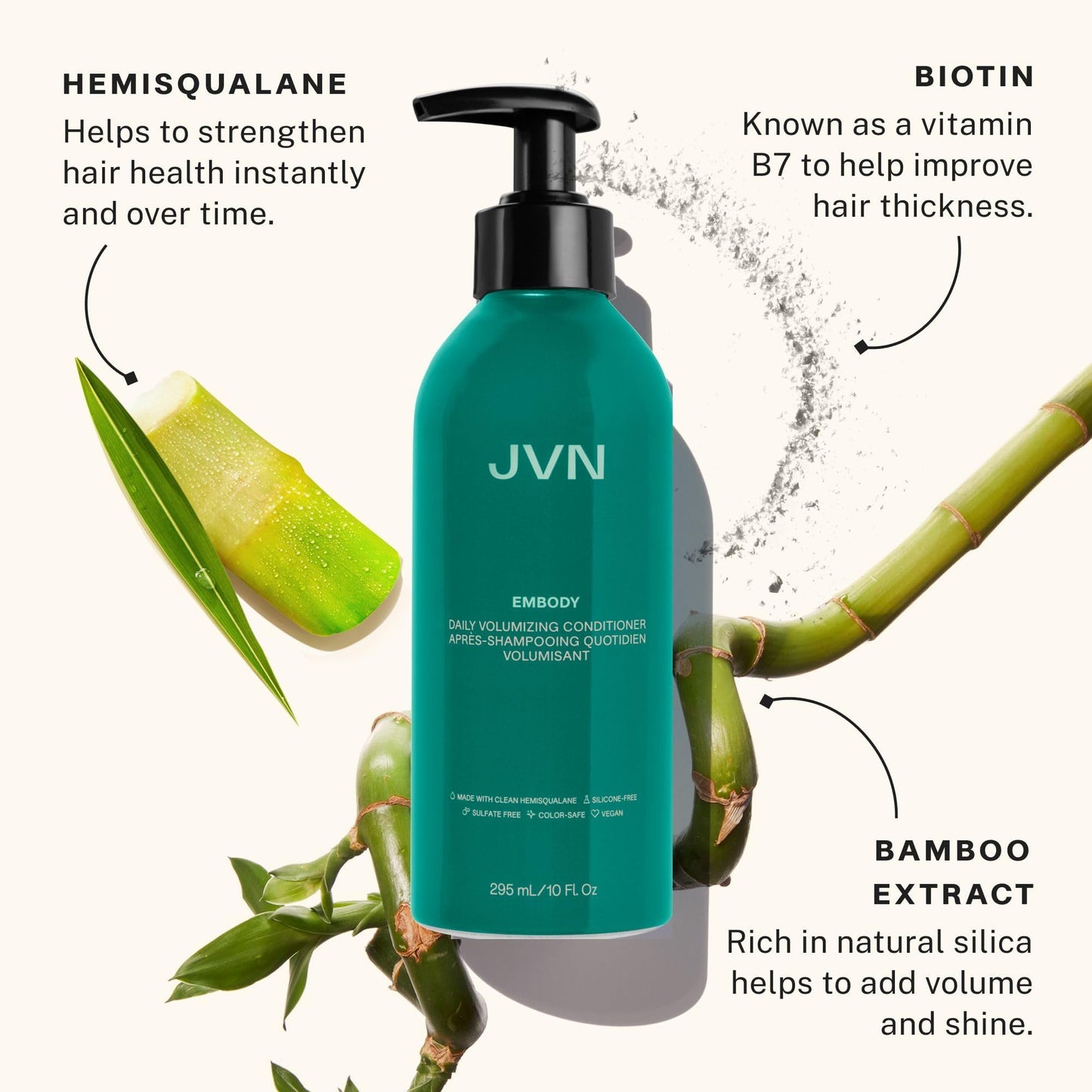 JVN Embody Volumizing Shampoo and Conditioner Set, 20 Fl Oz, Color Safe Clarifying Shampoo for Build up, Adds Fullness, Moisture, Restores Shine, Hair