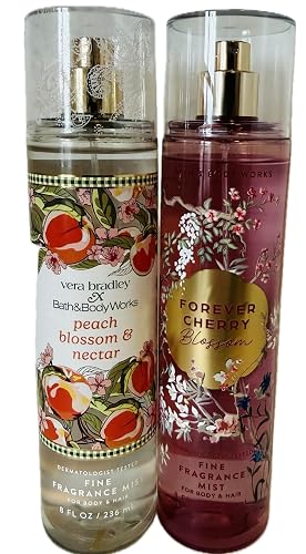 Bath & Body Works Peach Blossom & Nectar + Forever Cherry Blossom Fine Fragrance Mist 2-Pack - Fresh Floral Fruity