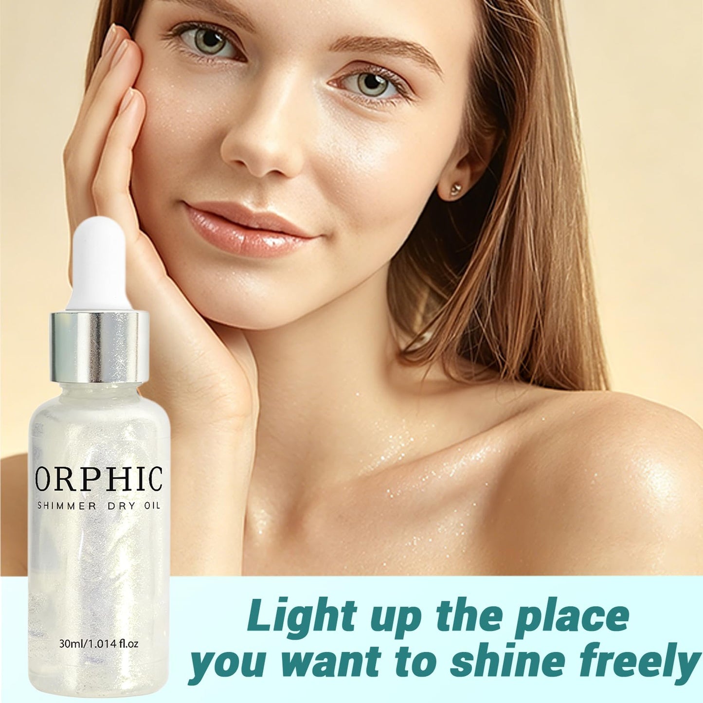 Orphic Shimmer Dry Oil, Body Glitter Oil Liquid Highlighter, Fast-Absorbing Face Brighten, Beauty Glowing Oils, Makeup Sparkle Shine Long Lasting