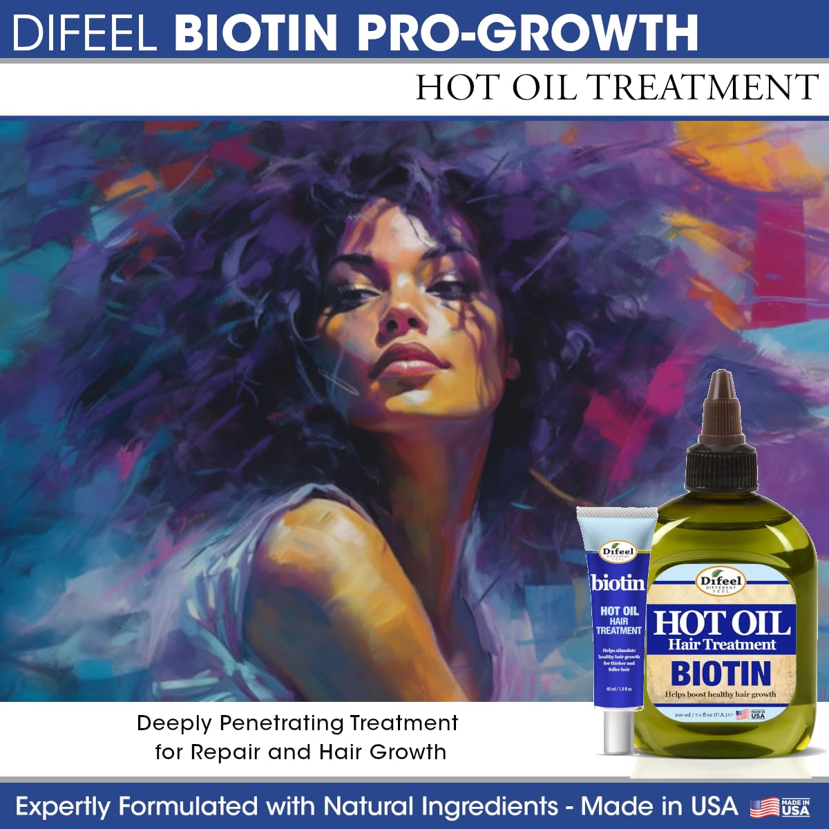 Difeel Hot Oil Hair Treatment with Biotin 1.5 oz. (Pack of 2) - Biotin Hot Oil Treatment