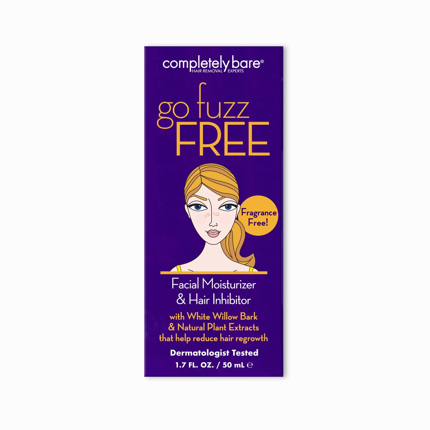 Completely Bare go fuzz FREE | Facial Moisturizer & Hair Inhibitor | Vitamin E | Hair Minimizers | Fragrance Free | 1.7 FL OZ