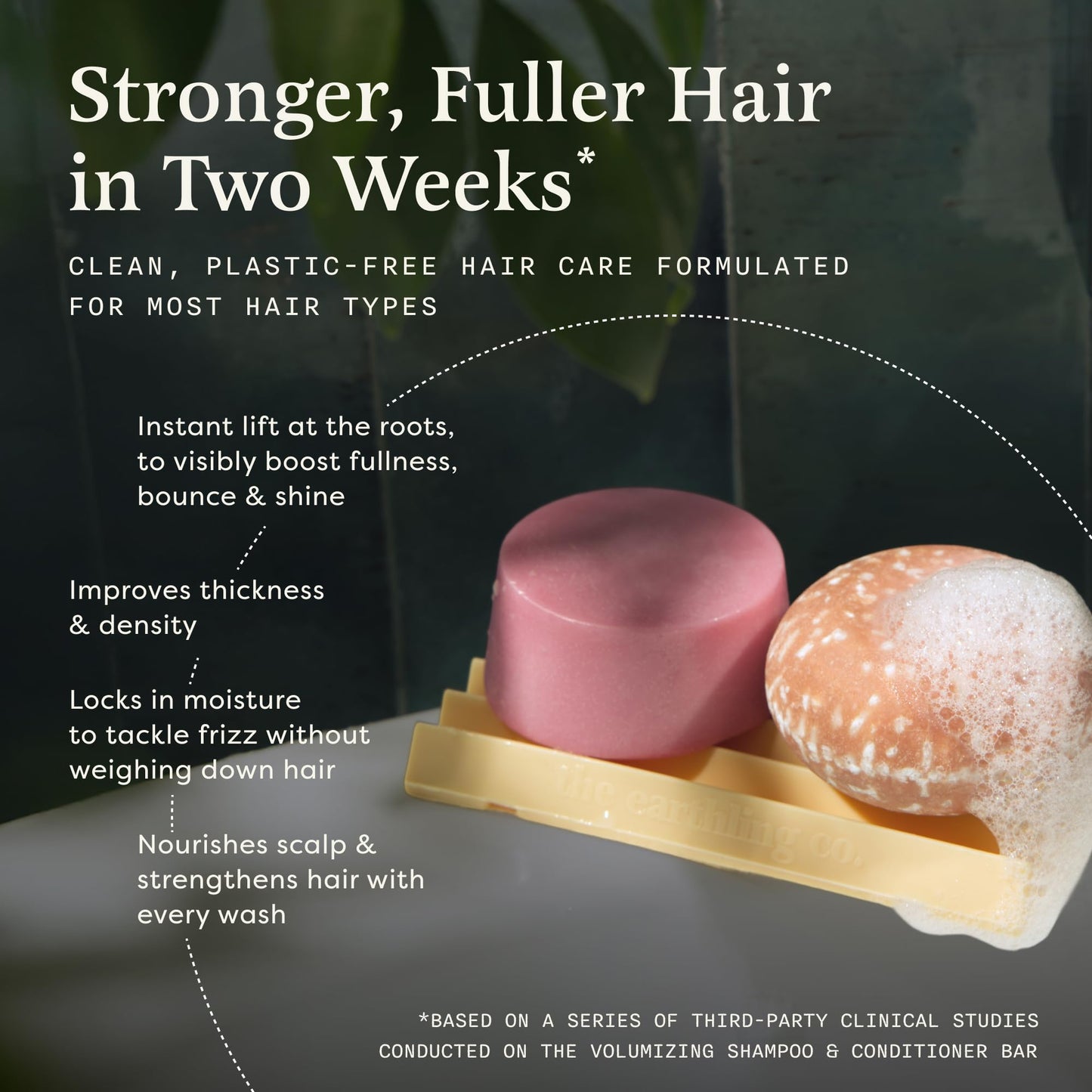 The Earthling Co. Volumizing Shampoo & Conditioner Bar Set For Thickening, Fullness, Strength, and Growth - Sulfate, SIlicone, Paraben Free for Thin