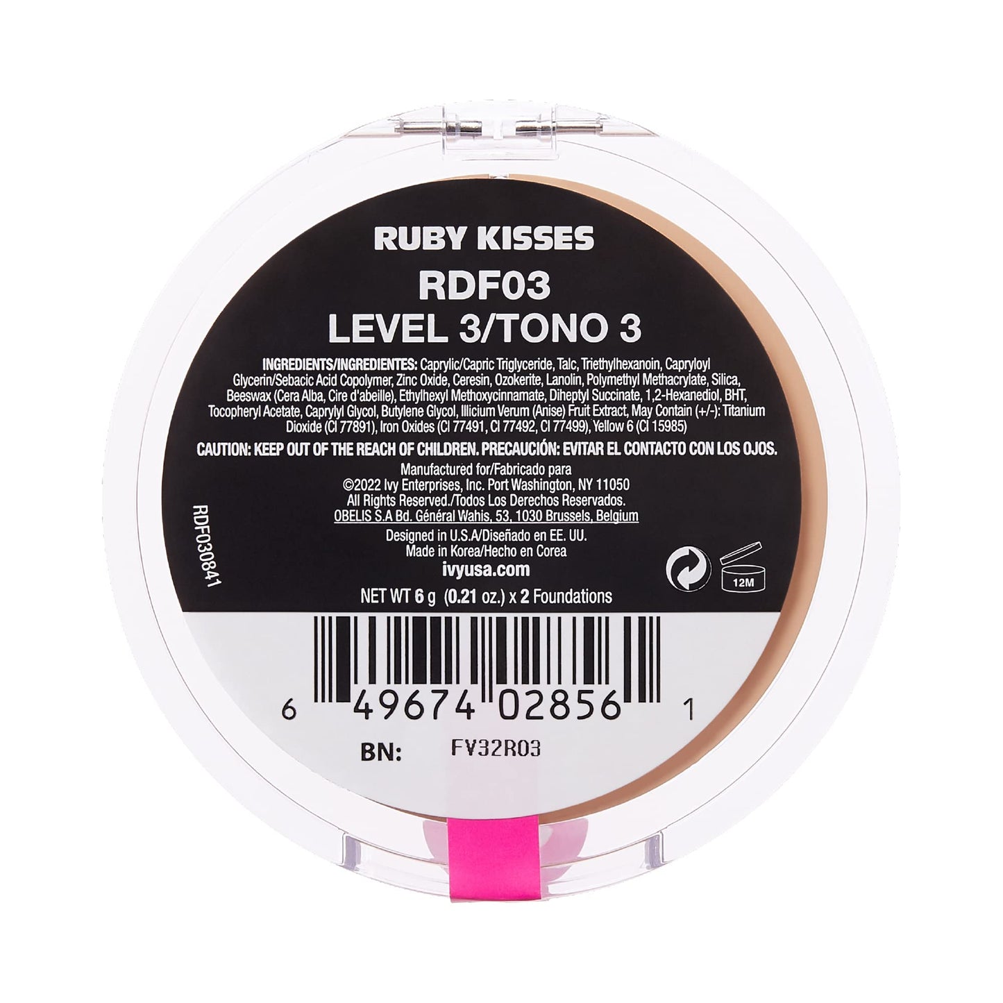 Ruby Kisses 3D Face Creator Cream Foundation & Concealer, 12 Hours Long Lasting, Medium to Full Coverage
