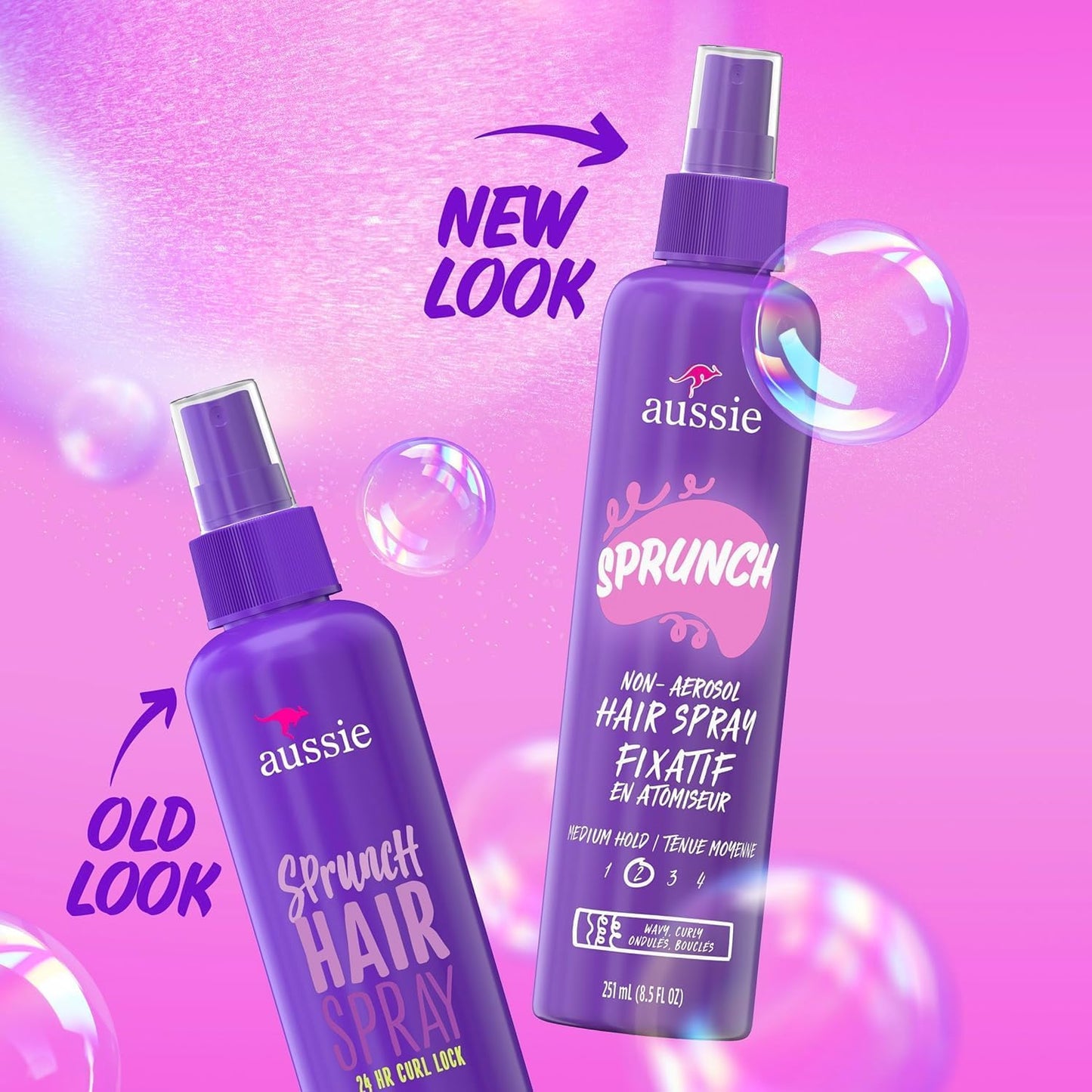 Aussie Sprunch Non-Aerosol Hair Spray for Curly & Wavy Hair, Flexible Hold, Frizz Control,