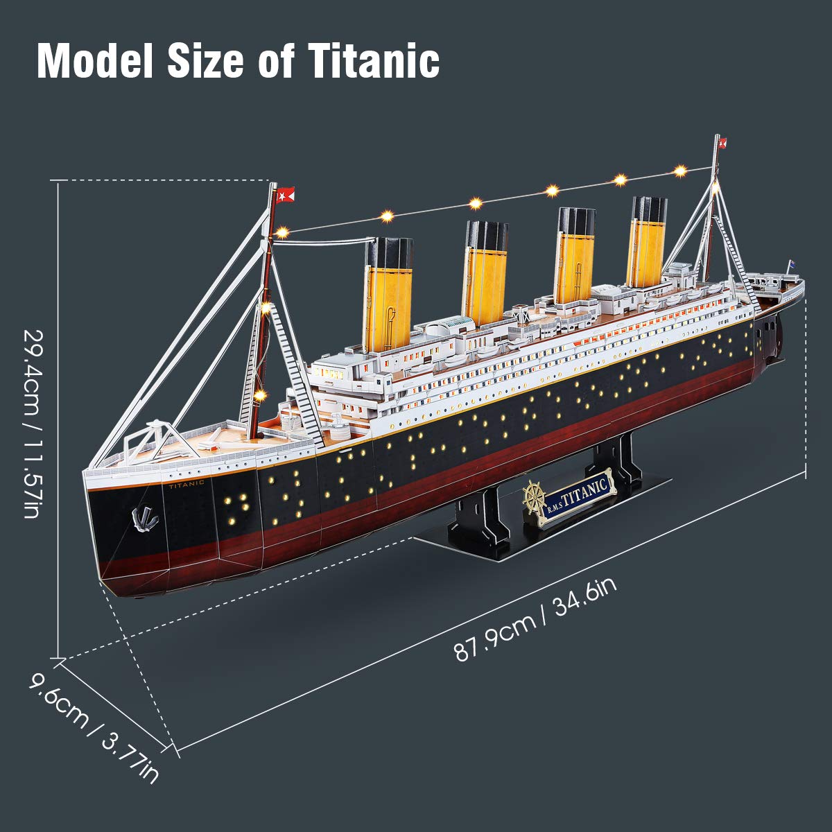 CubicFun 3D LED Titanic Puzzle – 35" Large Ship Model for Adults, Home Decor, Gift for Housewarming, Wedding, Anniversary, Valentine’s & Stocking Stuffer
