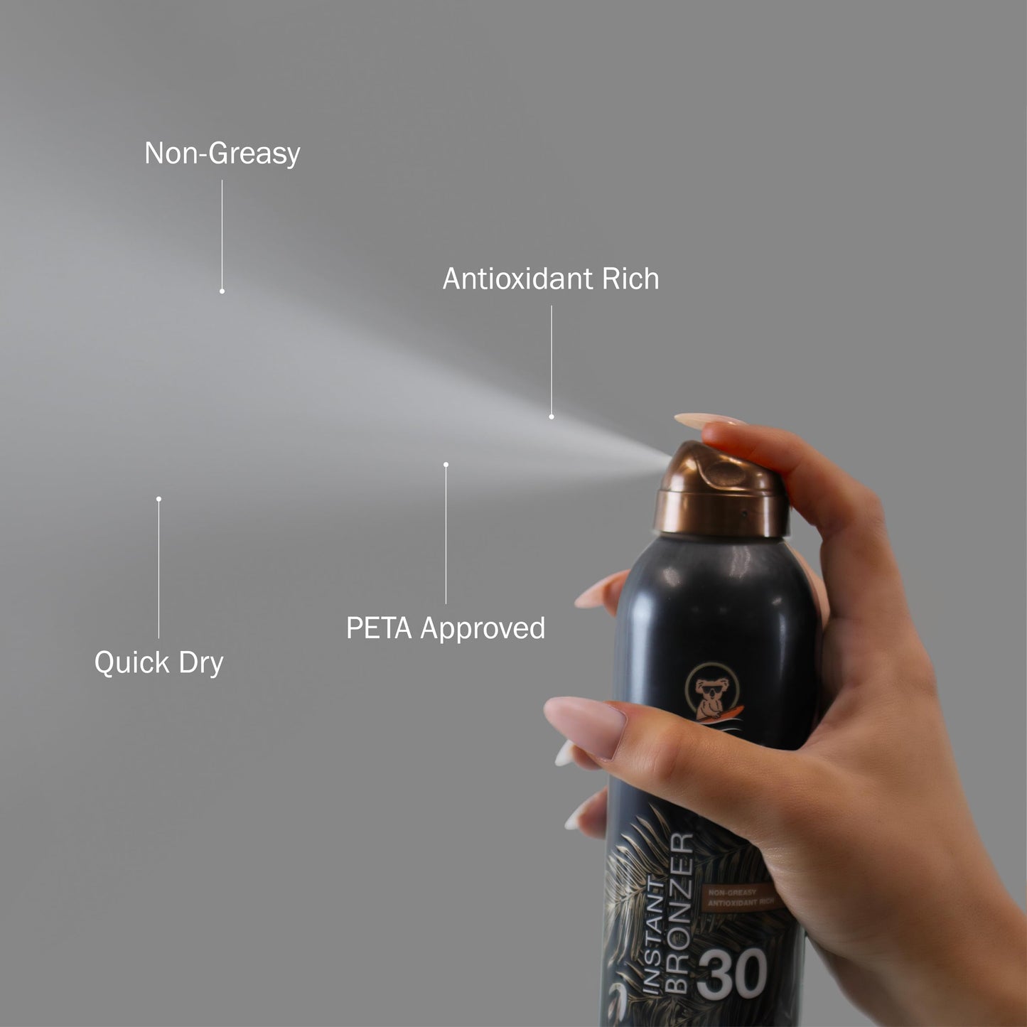 Australian Gold Continuous Spray Sunscreen with Instant Bronzer SPF 30, Immediate Glow & Dries Fast Water Resistant NonGreasy Oxybenzone Free Cruelty