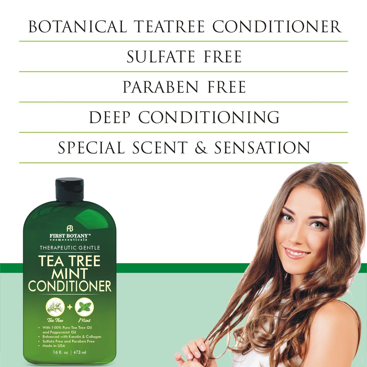 First Botany, Tea Tree Oil Conditioner 16 fl oz - Anti Dandruff Natural Oil conditioner For Dry Itchy & Flaky Scalp - Sulfate Free Paraben Free