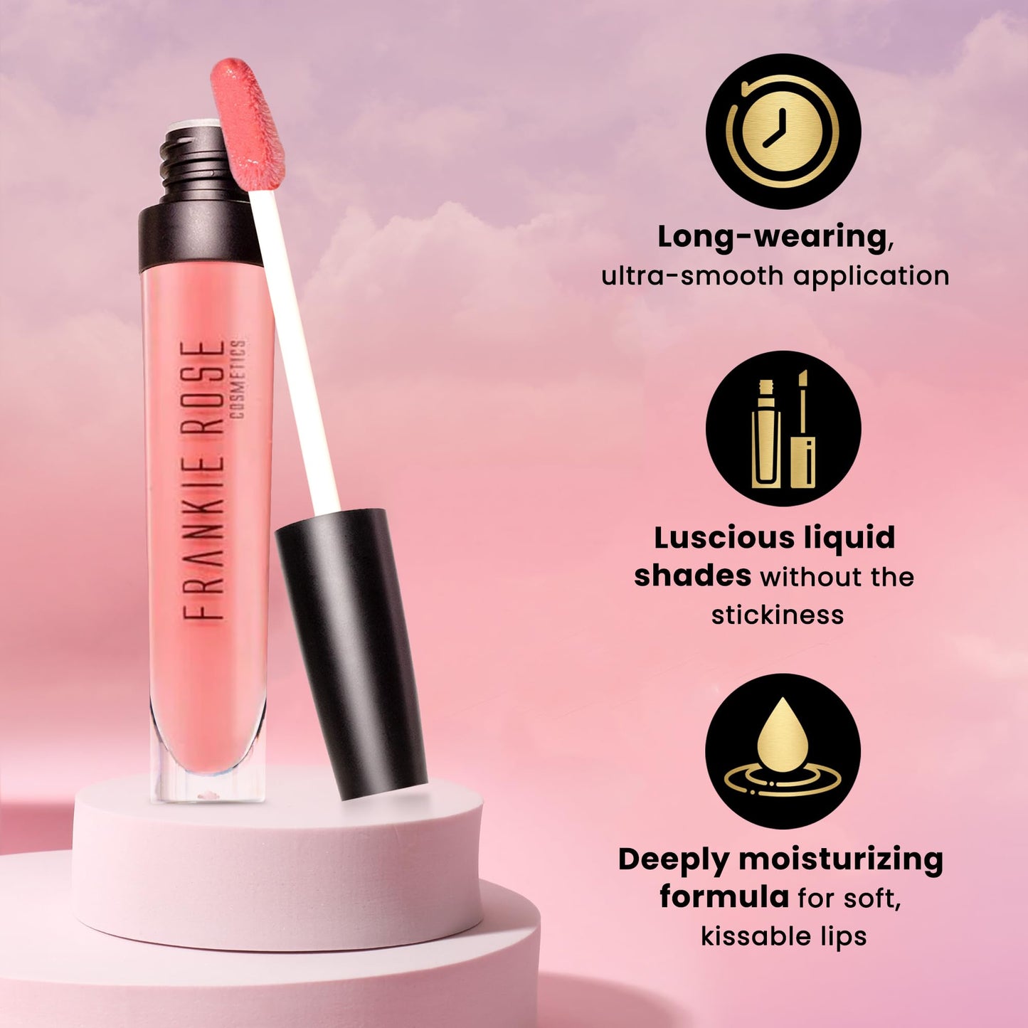 Frankie Rose Cosmetics Lip Gloss | Non-Sticky Formula, Long Lasting Lip Shimmer, Bold Pigment & Hydrating Gloss for Lips, Deception Glossy Lip Gloss